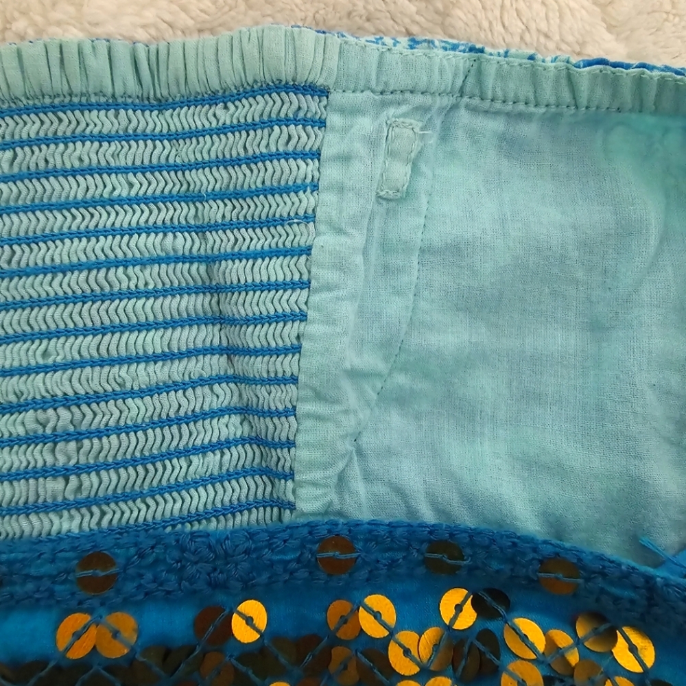 Monsoon Turquoise Cotton Strapless Maxi Dress - Sz 22 - Picture 8 of 10